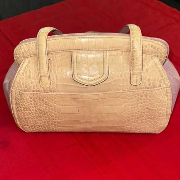 Brighton Heart Charm Beige and Pink Crocodile-Embossed Handbag - Picture 6 of 13